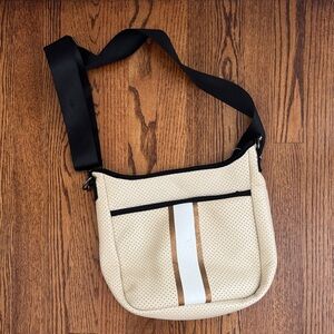 Men's Beige Crossbody Sling Bag with Contrast Stripe